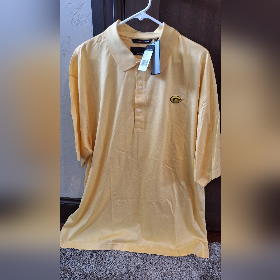 Greg Norman Collection Light Yellow Polo Shirt Green Bay Packers